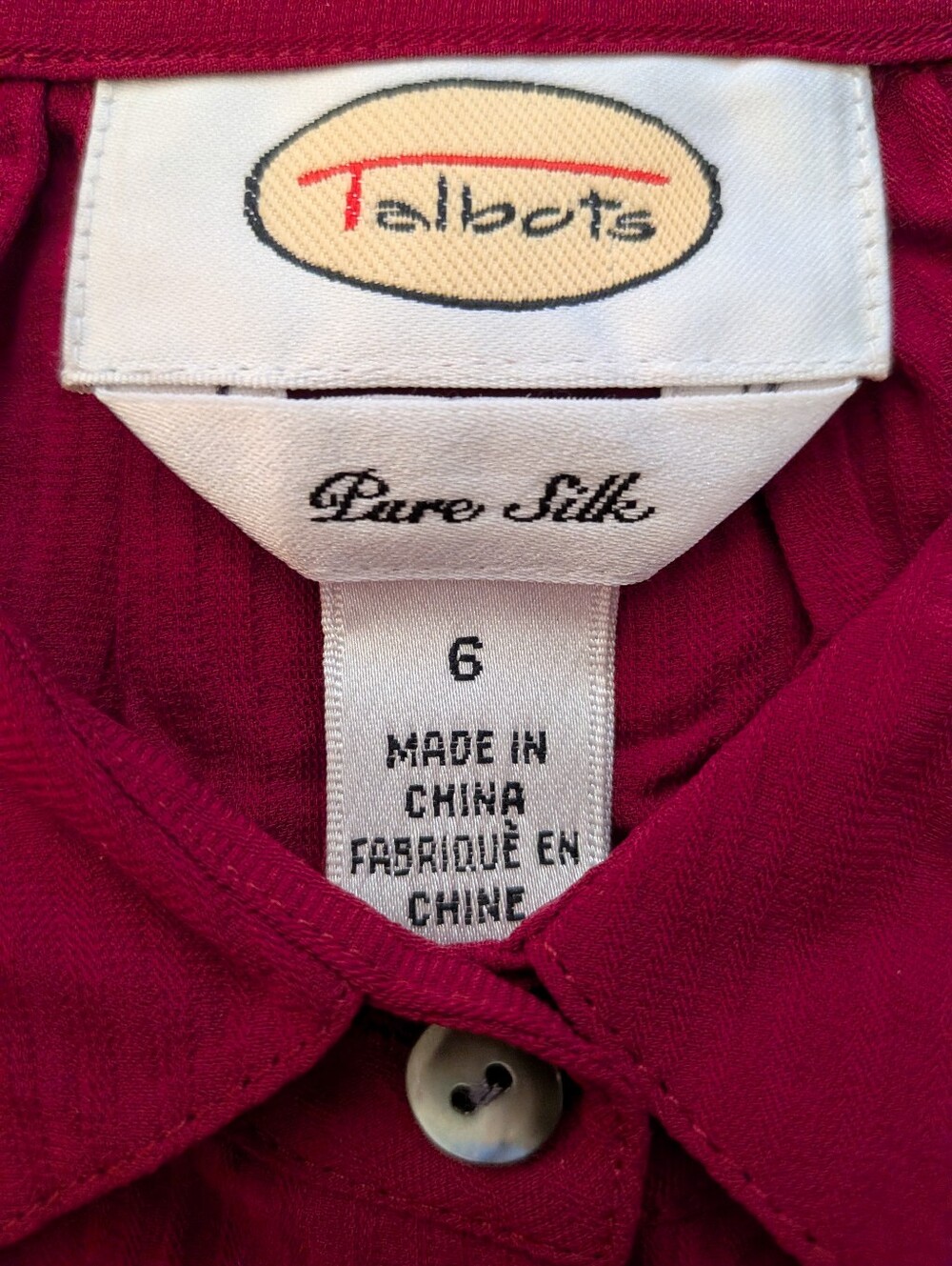 Talbots Ribbed Button-Down Blouse in Deep Red - Picture 4 of 4